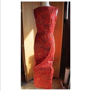 Vintage Hawaiian Red Gold Floral Maxi Dress XS